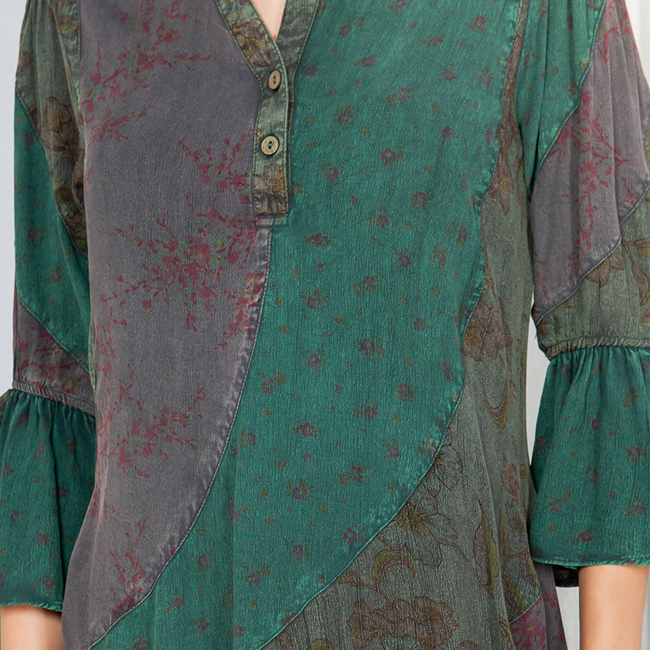 Boho Patchwork Overdyed Babydoll Dress | Young Threads