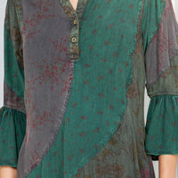 Thumbnail for Boho Patchwork Overdyed Babydoll Dress | Young Threads