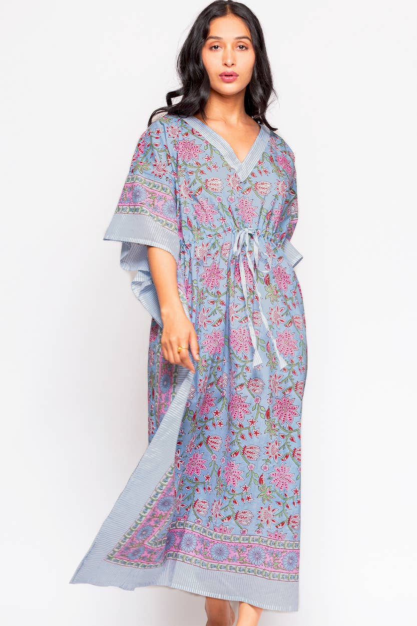 Anjali Caftan: Light Blue Floral