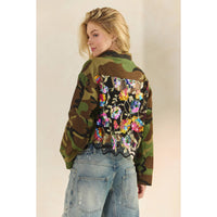 Thumbnail for Camo Sequins Contrast Jacket: Camo Sequin