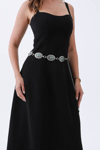 Thumbnail for Vintage Turquoise Chain Belt – Classic Western Elegance: Antique Silver