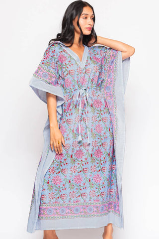 Anjali Caftan: Light Blue Floral