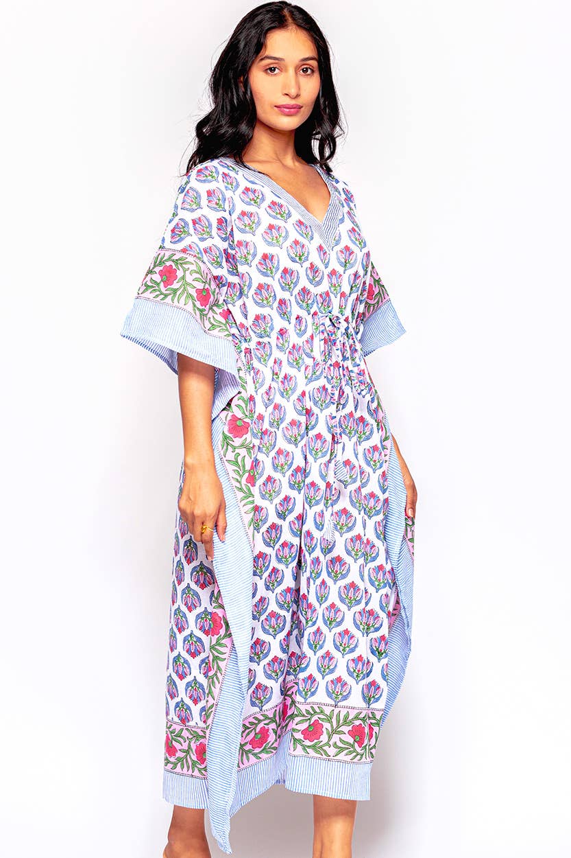 Anjali Caftan: Light Blue Floral