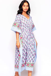 Thumbnail for Anjali Caftan: Light Blue Floral