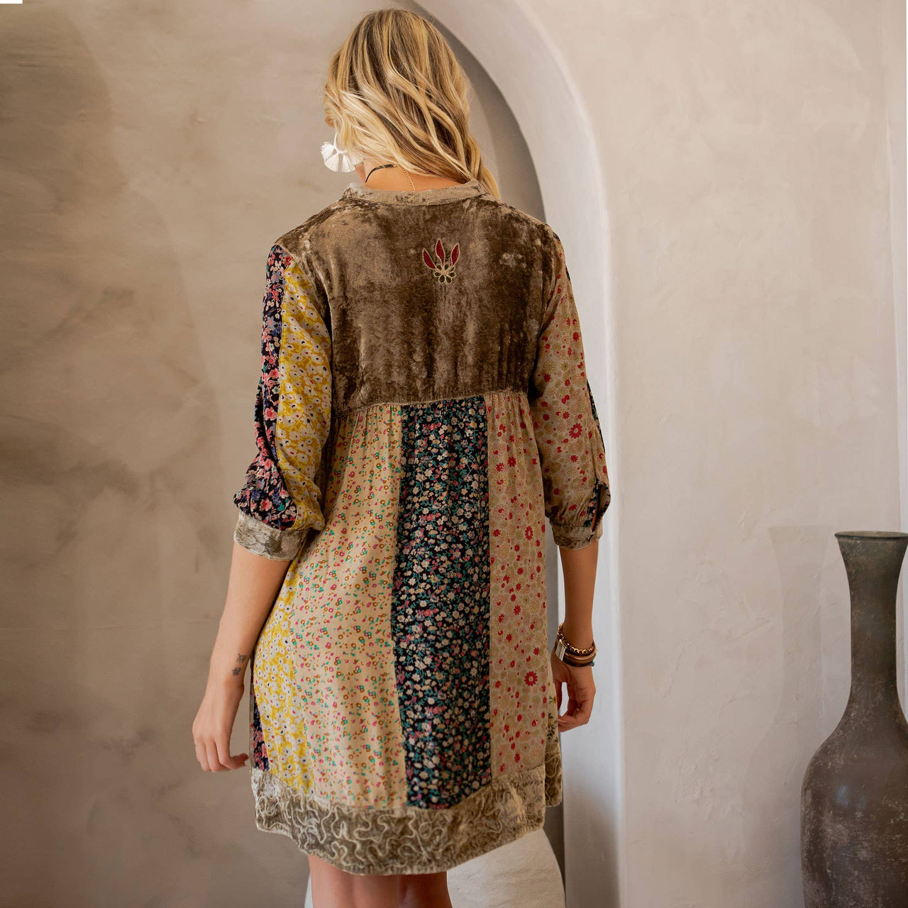 Chic Bohemian Stone-Washed Babydoll Dress | Young Threads