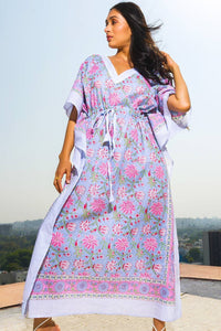 Thumbnail for Anjali Caftan: Light Blue Floral