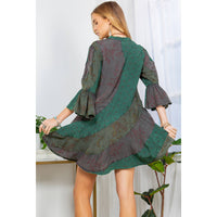 Thumbnail for Boho Patchwork Overdyed Babydoll Dress | Young Threads