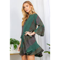 Thumbnail for Boho Patchwork Overdyed Babydoll Dress | Young Threads