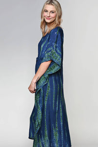 Thumbnail for Shibori Caftan: Navy & Green