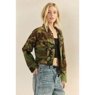 Camo Sequins Contrast Jacket: Camo Sequin