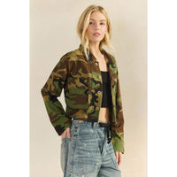 Thumbnail for Camo Sequins Contrast Jacket: Camo Sequin