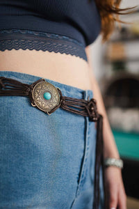 Thumbnail for Medallion Macrame Belt - Boho-Chic Style: Black