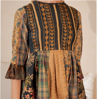 Thumbnail for Rustic Bohemian: Fit and Flare Patchwork Mini Dress | Young Threads