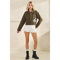Thumbnail for Sequins Contrast Jacket: Olive