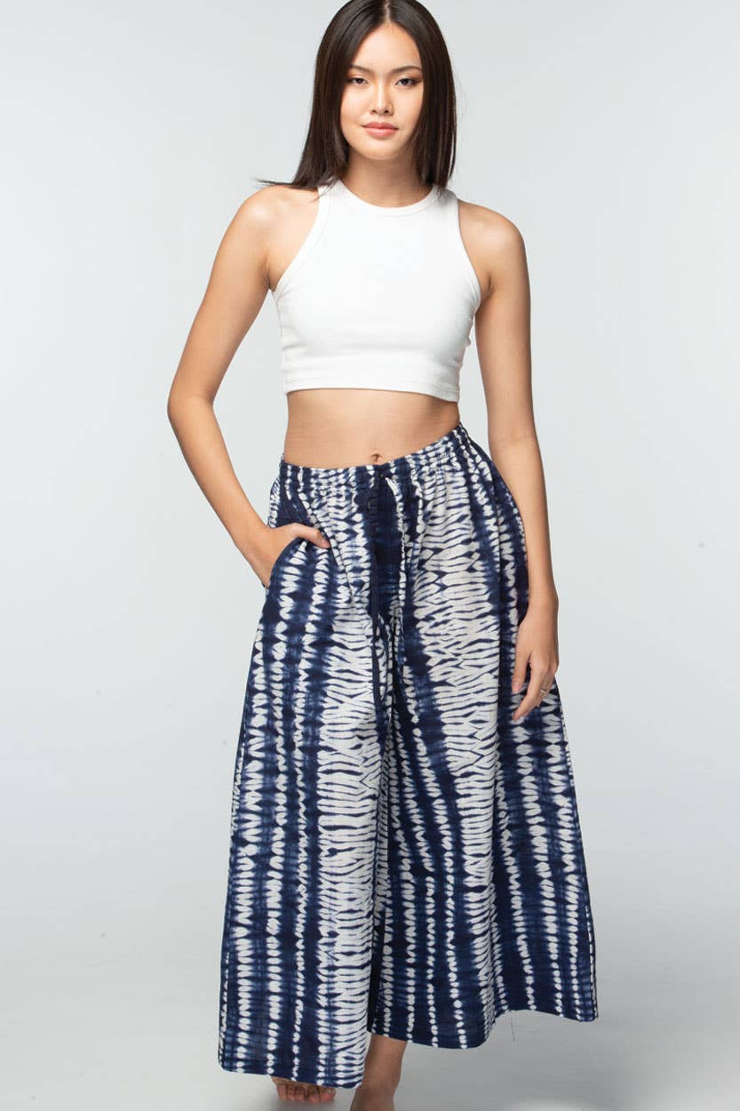 Shibori Pants: Indigo & White